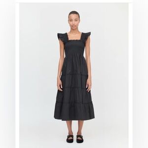 Hill House Home The Ellie Nap Dress in Black Cotton Poplin size Small